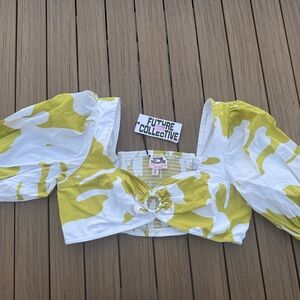 Future Collective Yellow and White Crop Top